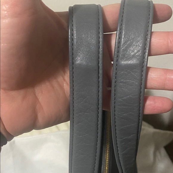 Elaine Turner Gray Leather with Gold Hardware Satchel - Picture 6 of 8